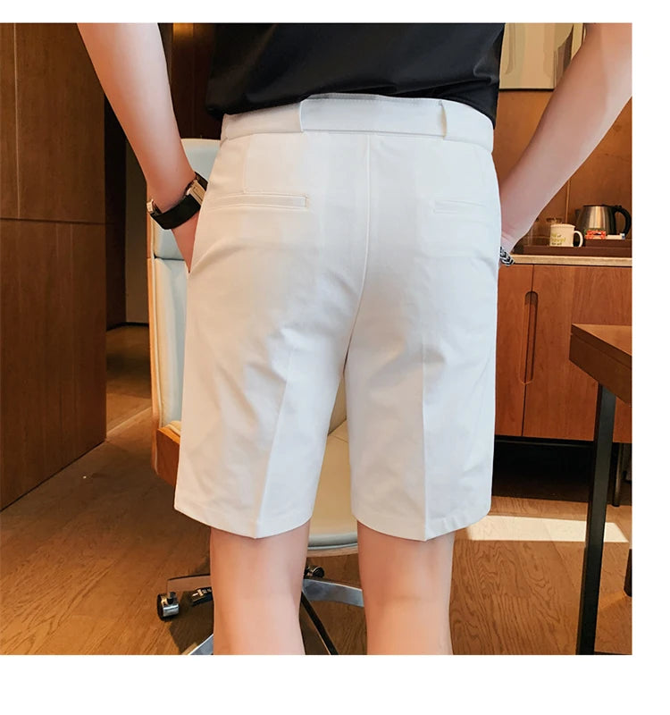 4 Color Summer British Style Suit Shorts 2023 Men Naples Business Casual Slim Fit Short Pant Fashion Slim Fit Solid Color Pants