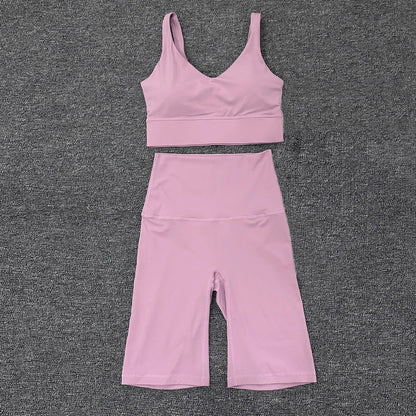 SOISOU Nylon Short Sets Womens Clothing Sports Bra Cycling Shorts Workout Set Women's Tracksuit Gym Yoga Sexy Outfit Women 2023