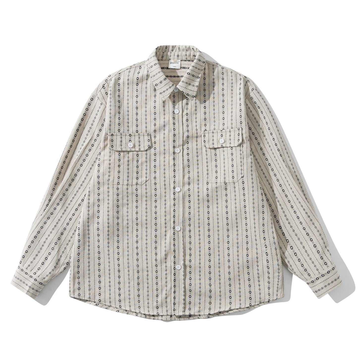 2026 New Japanese Retro Amekaji Ethnic Style Striped workwear shirt for men and women, loose artistic youth long sleeved shirt