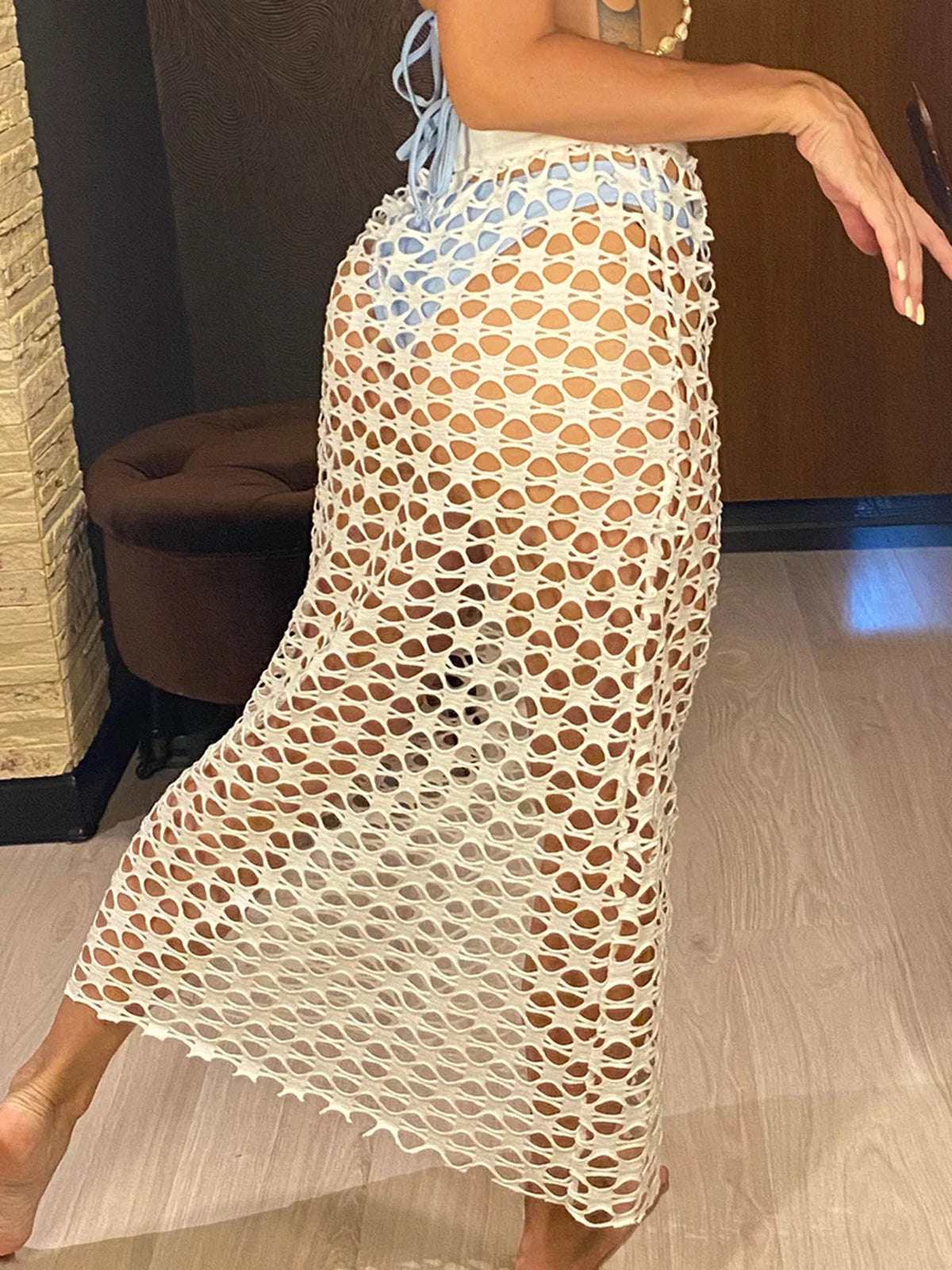 Sexy Hollow Out See Through Crochet Knitted Tunic Beach Cover Up Cover-ups Beach Dress Beach Wear Beachwear Female Women V5464