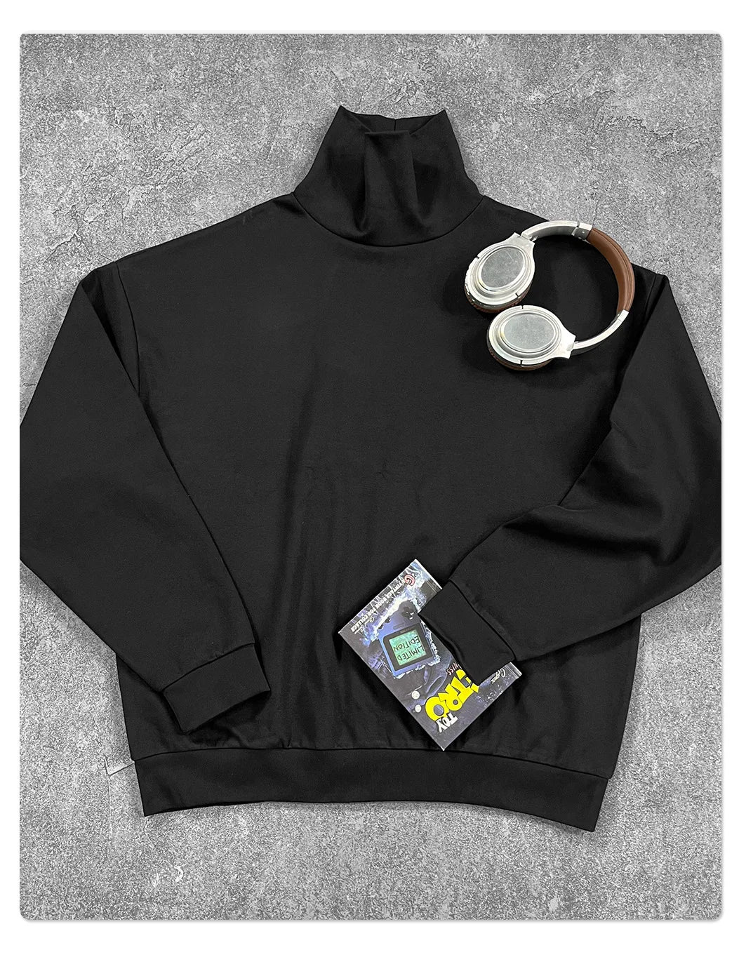 Custom LOGO Men's 305G Spring  Autumn New Cotton Polyester Turtleneck Casual Warm  High Elastic Couple Long Sleeve T-Shirt