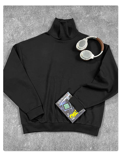 Custom LOGO Men's 305G Spring  Autumn New Cotton Polyester Turtleneck Casual Warm  High Elastic Couple Long Sleeve T-Shirt