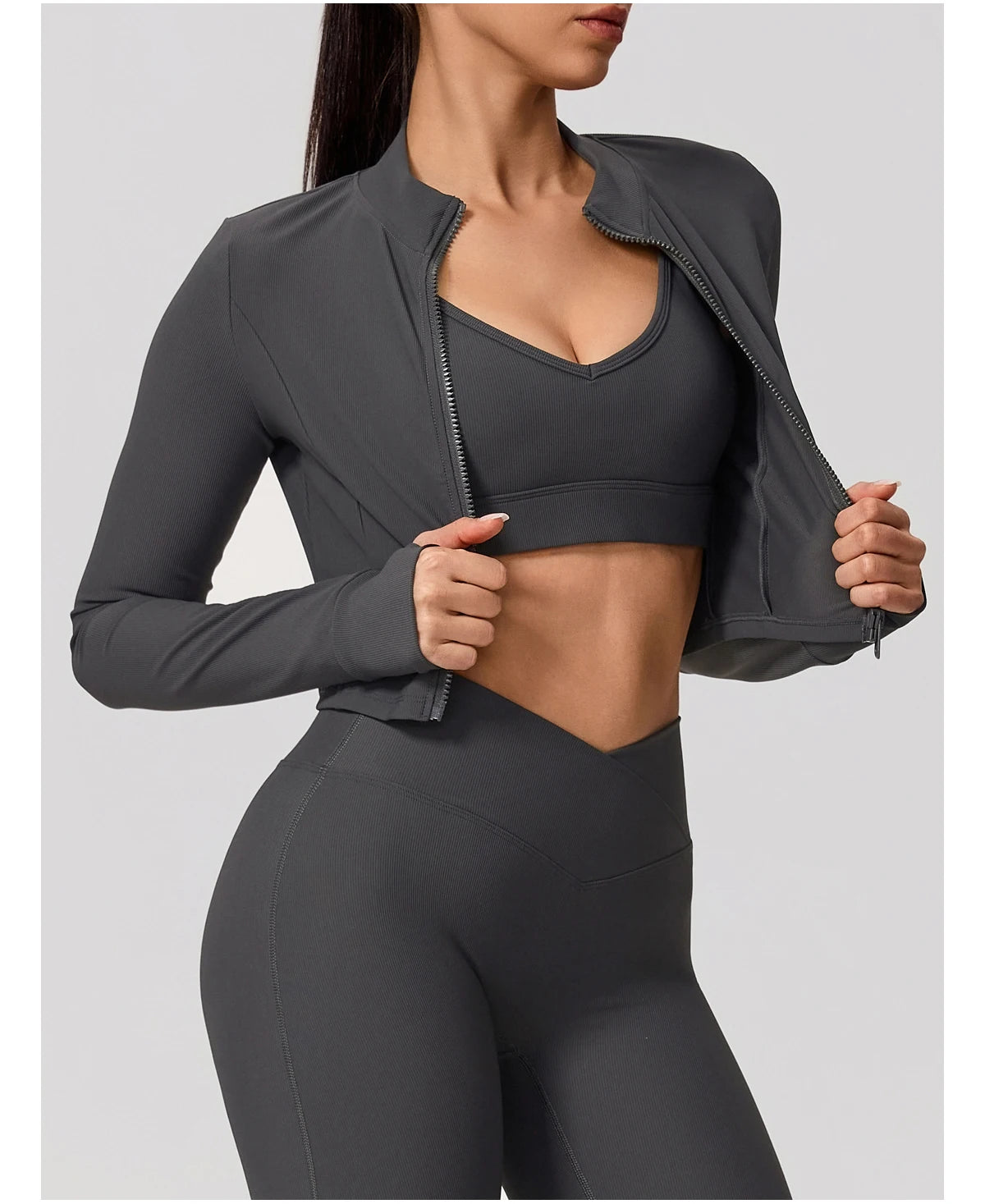 Summer Women Gym Zipper Long Sleeve Jacket Outdoors Workout Yoga Top Female Slim tight Clothes Women Quick-Dry Sportswear