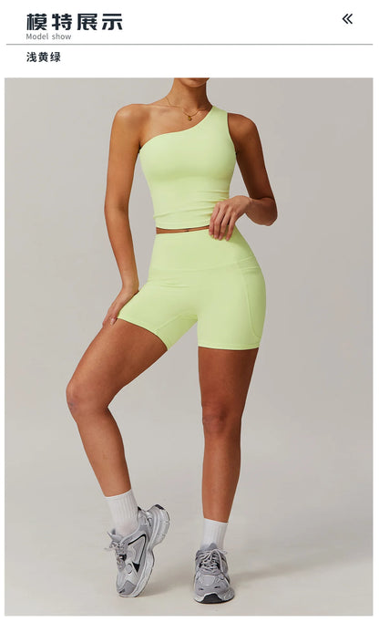 Custom LOGO women's quick-drying waist shaping yoga casual outer wear running cycling fitness sports two-piece set