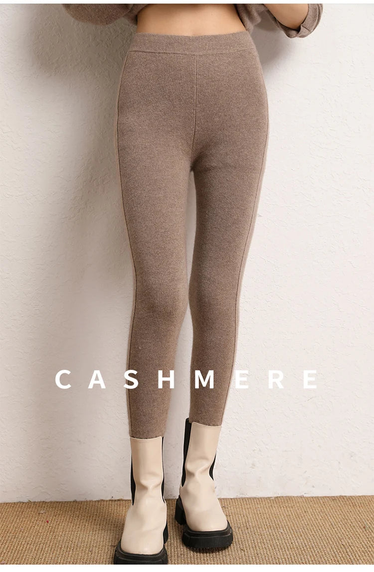 High Quality Women 100% Cashmere Legging Basic Soft elastic Pants Autumn Winter Cashmere Knitted Legging Trousers Warm Comfy