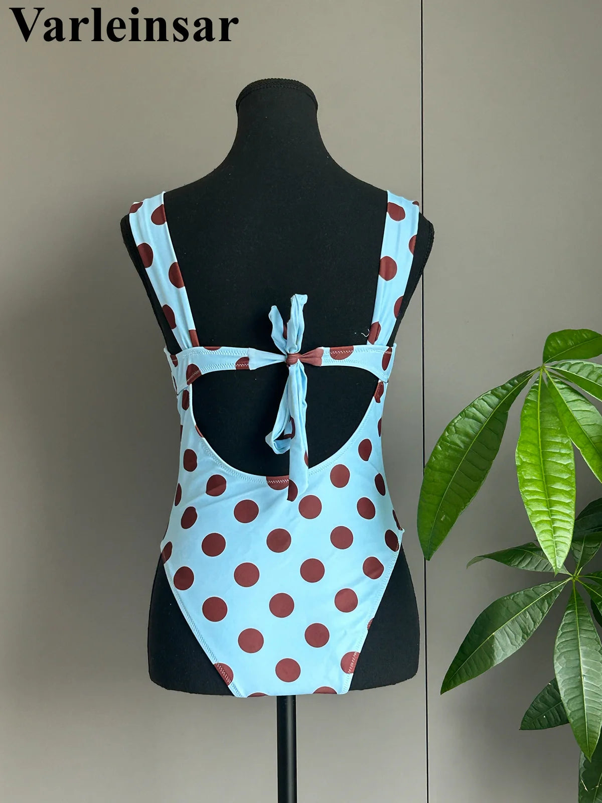 New Polka Dots Underwired One Piece Swimsuit Women Swimwear Female Backless Monokini High Leg Cut Bather Bathing Suit Swim V8169