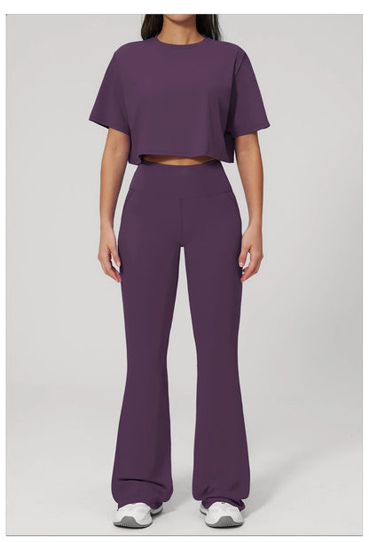 Custom LOGO women's yoga clothes, short sleeves, tight quick-drying trousers, fitness clothes, high-intensity sports suits