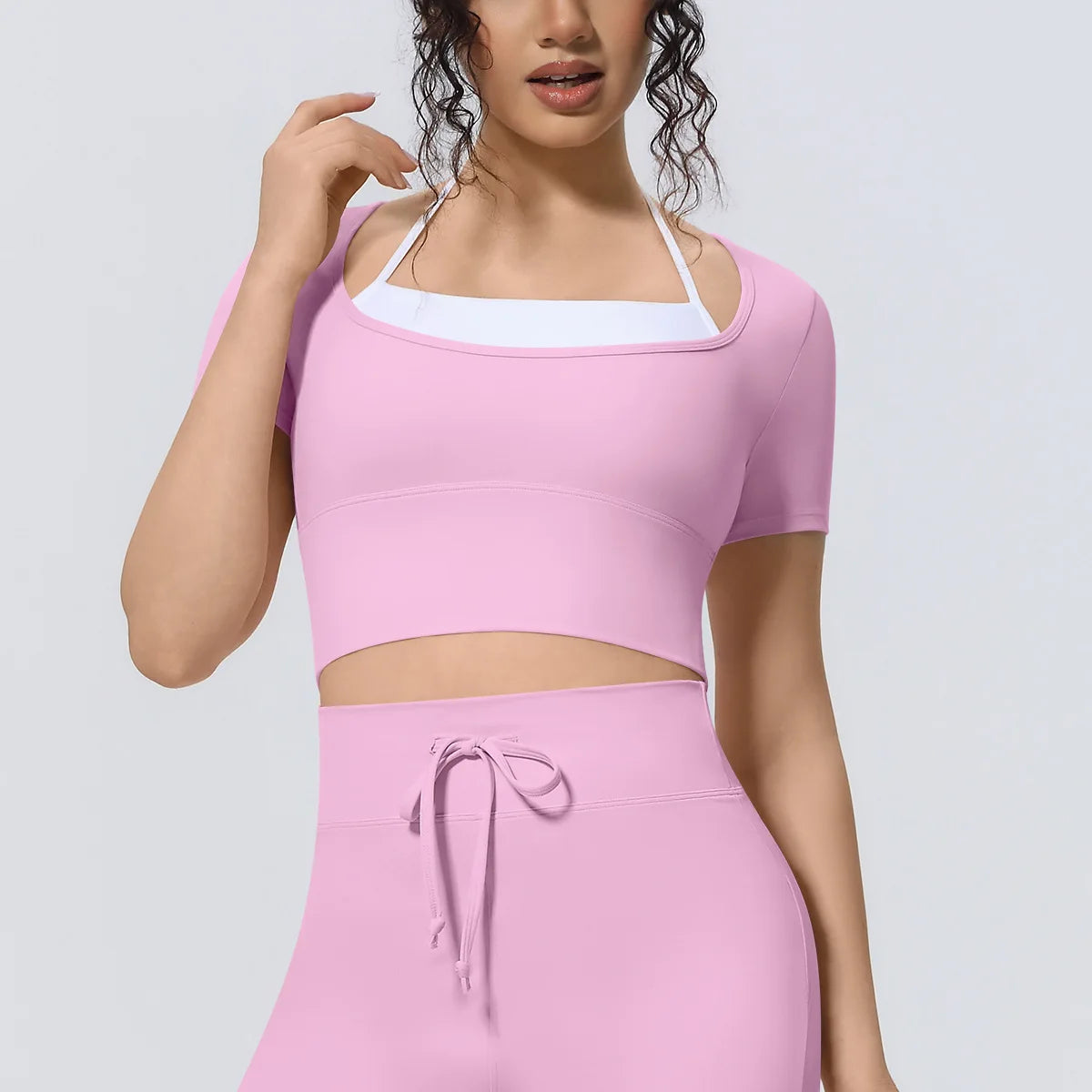 Yoga Sexy Dance Clothes High Elastic Sports T-shirt Women Fitness Top Short Sleeves Running Shirts Gym Push Up Workout Top Tee