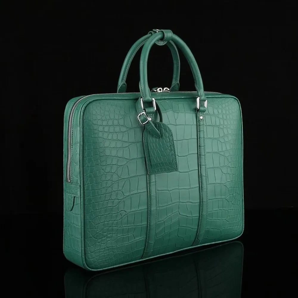 Real crocodile belly leather business men's business briefcase authentic crocodile leather men's large laptop handbag