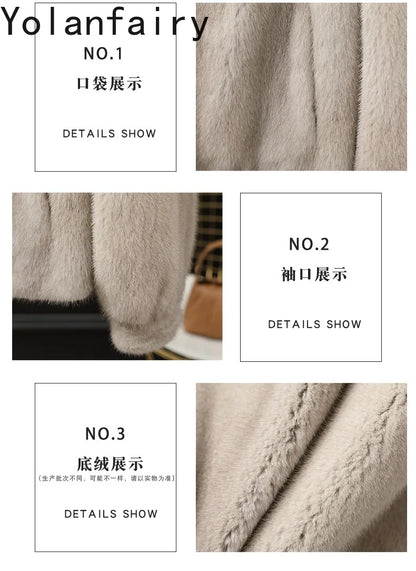 YOLANFAIRY Whole Mink Real Fur Coat Woman Luxury 2025 Winter Stand Collar Natural Mink Fur Jacket Short Black Fur Coats Casacos