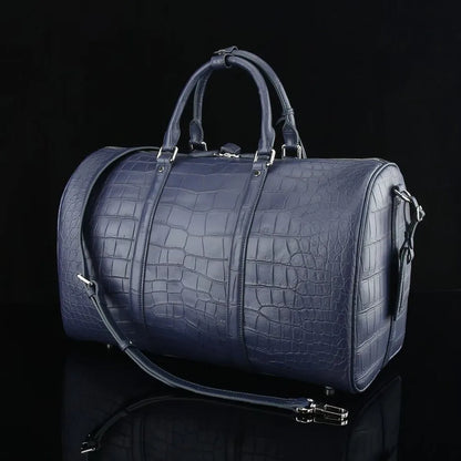 Authentic exotic crocodile belly leather men's large travel handbag real crocodile leather men's fashion luxury shoulder bag
