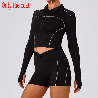 Women's Fitness Yoga Shirts Sports Jackets Gym Yoga Long Sleeve Running Coats Female Workout Clothes For Cycling Activewear