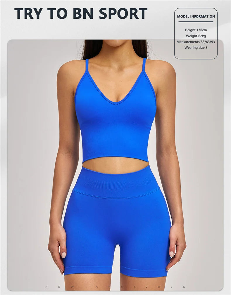 TRY TO BN Seamless Women's Tracksuit Shorts Yoga Set High Waisted Sportswear Fitness Workout Leggings Cycling Running Gym Shorts