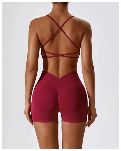 Seamless Yoga Set Gym Suits With Shorts Crop Top Sexy Bra Women's Pants 2 Pieces Set Running Workout Outfit Fitness Clothing
