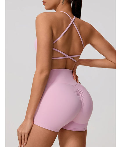 New Summer 2Pcs Women's Quick-Dry Sports Set V-Shaped Bra Female Sleeveless Yoga Outfit Gym Two-Piece Woman Sport Clothes