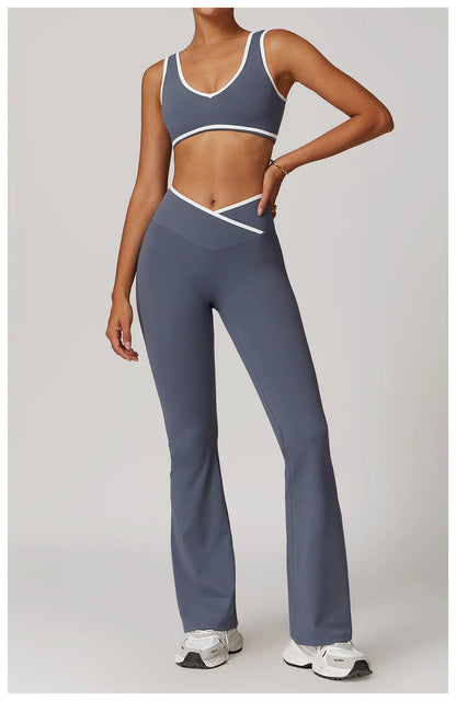 Yoga Set Women Sportswear 2PCS Gym Set High Waist Leggings Sports Bra Fitness Vest Athletic Wear Women's Suit Workout Clothes