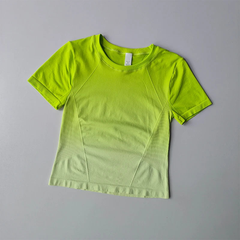 Yoga Top Light Fitting Elastic Quick Drying Sports T-shirt for Women's Personalized Fitness Short Sleeved Summer Thin Style