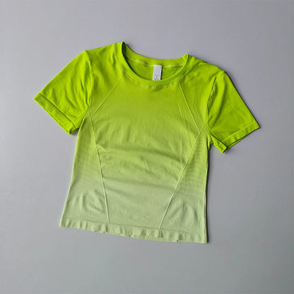 Yoga Top Light Fitting Elastic Quick Drying Sports T-shirt for Women's Personalized Fitness Short Sleeved Summer Thin Style