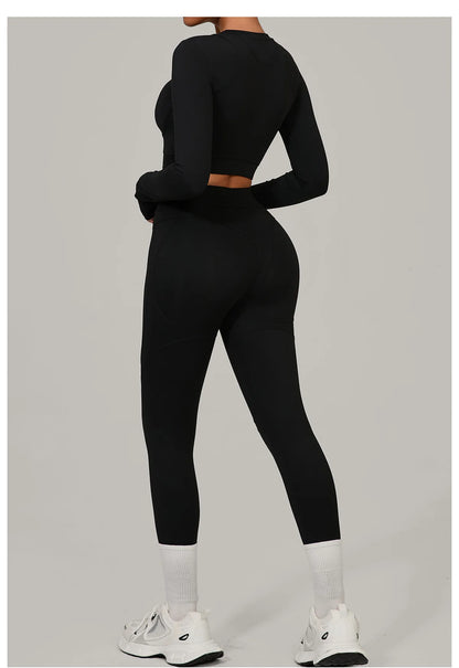 SWELTERING Yoga Suit Women Tracksuit 2PCS Sports Set Fitness Set Quick-Drying Gym Set Running Workout Long Sleeve Yoga Clothing