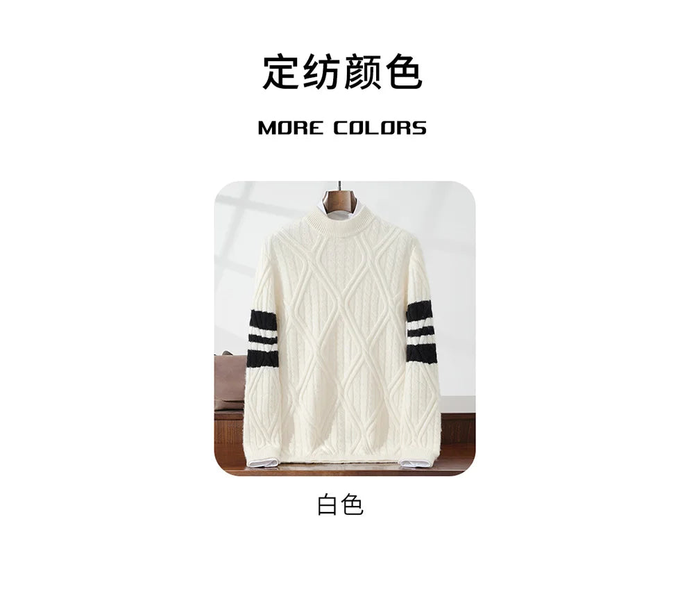 Choice Men Mock Neck Pullover Cashmere Sweater Autumn Winter 100%Pure Cashmere Knitwear Smart Casual Sweater Korean Fashion Tops