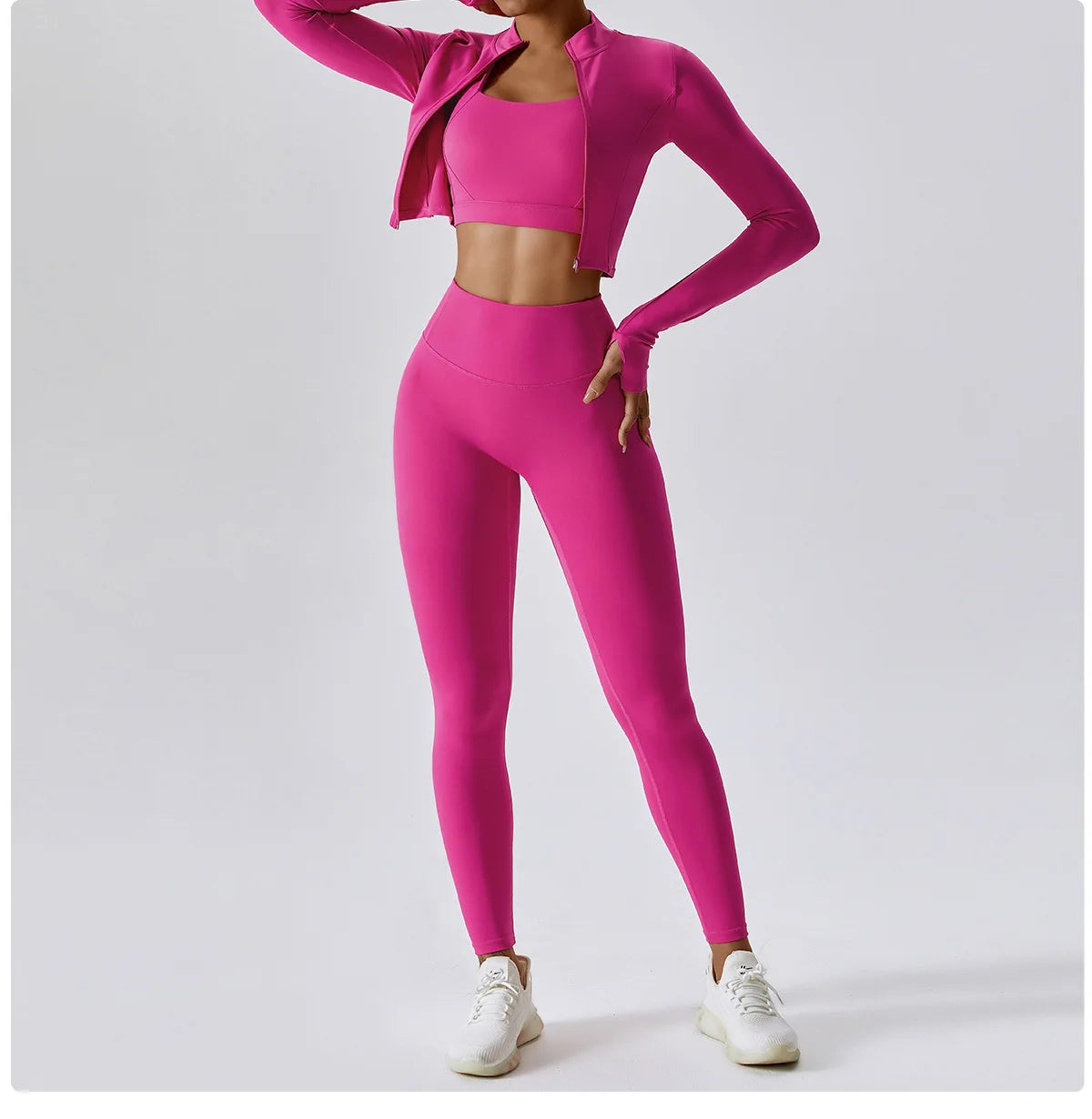 3PCS Yoga Set Gym Clothes 2 PCS Sportswear Women Yoga Suits Fitness Set women's Tracksuits Sports Jacket Long Sleeve Gym Legging