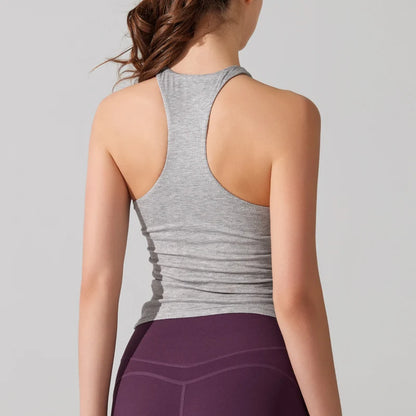 VITALINOVO Women's Tank Top High Neck Ribbed Raceback Going Out Basic Tops with Built-in Bra Summer Sleeveless Yoga Slim Fitted
