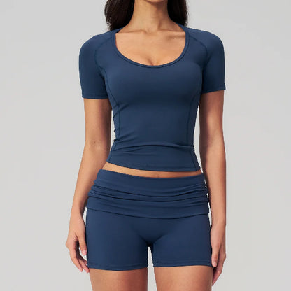 Summer 2PCS Tracksuits Yoga Suit Female Fitness Suit Running Workout Tops Shockproof Crop Sports Top Athletic Wear Sports Suit