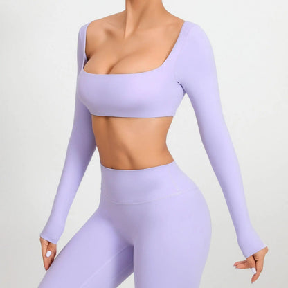 Women Yoga Shirts Crop Top Sexy Long Sleeves Shirts for Women Yoga Sports Fitness Sport Gym Clothes Running Push Up Workout Tops