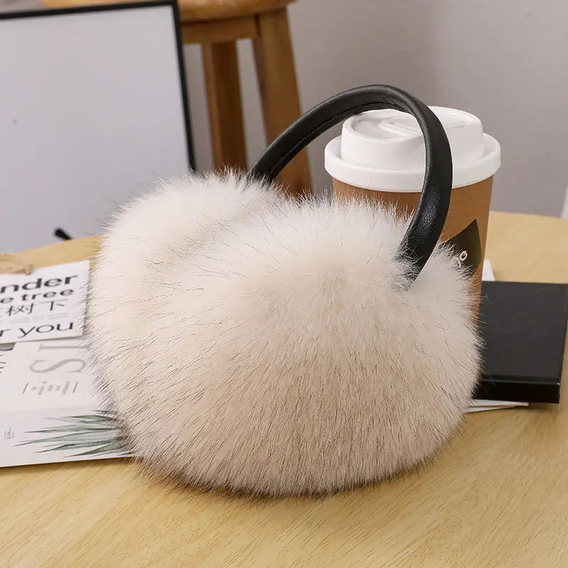 New Arrival Women 100% Real Fox Fur Ear Cover Plush Genuine Fox Fur Earmuff Winter Lady Big Pompoms Fox Fur Fluffy Earmuffs Warm