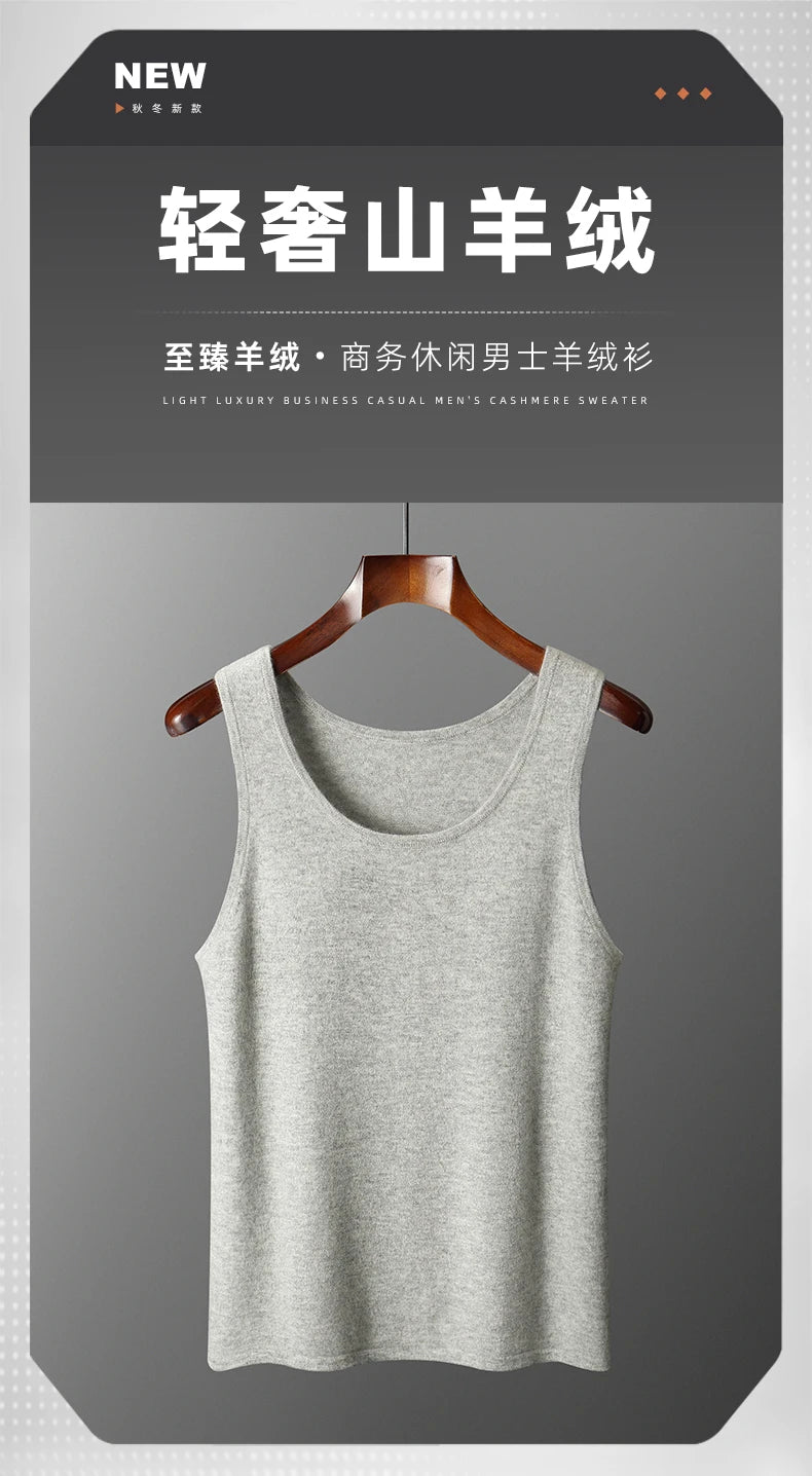 DjzDsm 2025 New H-Shaped Vest Men's Clothing 100% Pure Cashmere Pullover Solid Color Daily Interior Wear Suspender Knit Sweater