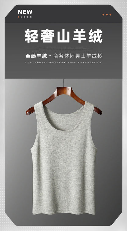 DjzDsm 2025 New H-Shaped Vest Men's Clothing 100% Pure Cashmere Pullover Solid Color Daily Interior Wear Suspender Knit Sweater