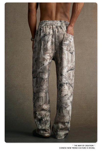 Custom LOGO men's new 340G heavy autumn and winter American camouflage fleece hooded sweatshirt jacket shorts set