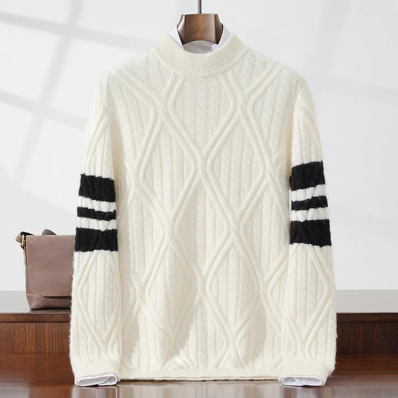 Choice Men Mock Neck Pullover Cashmere Sweater Autumn Winter 100%Pure Cashmere Knitwear Smart Casual Sweater Korean Fashion Tops