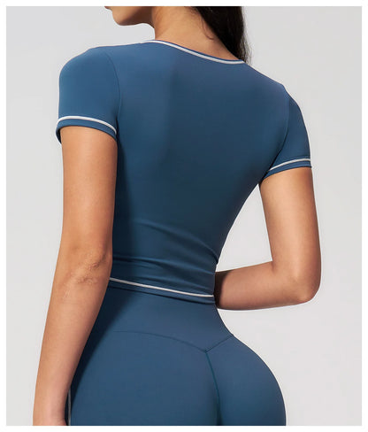 Yoga Shirts Women Sports T-Shirts Fitness Yoga Short Sleeve Gym Workout Top Running Active Shirts Female Push Up Sports T-shirts