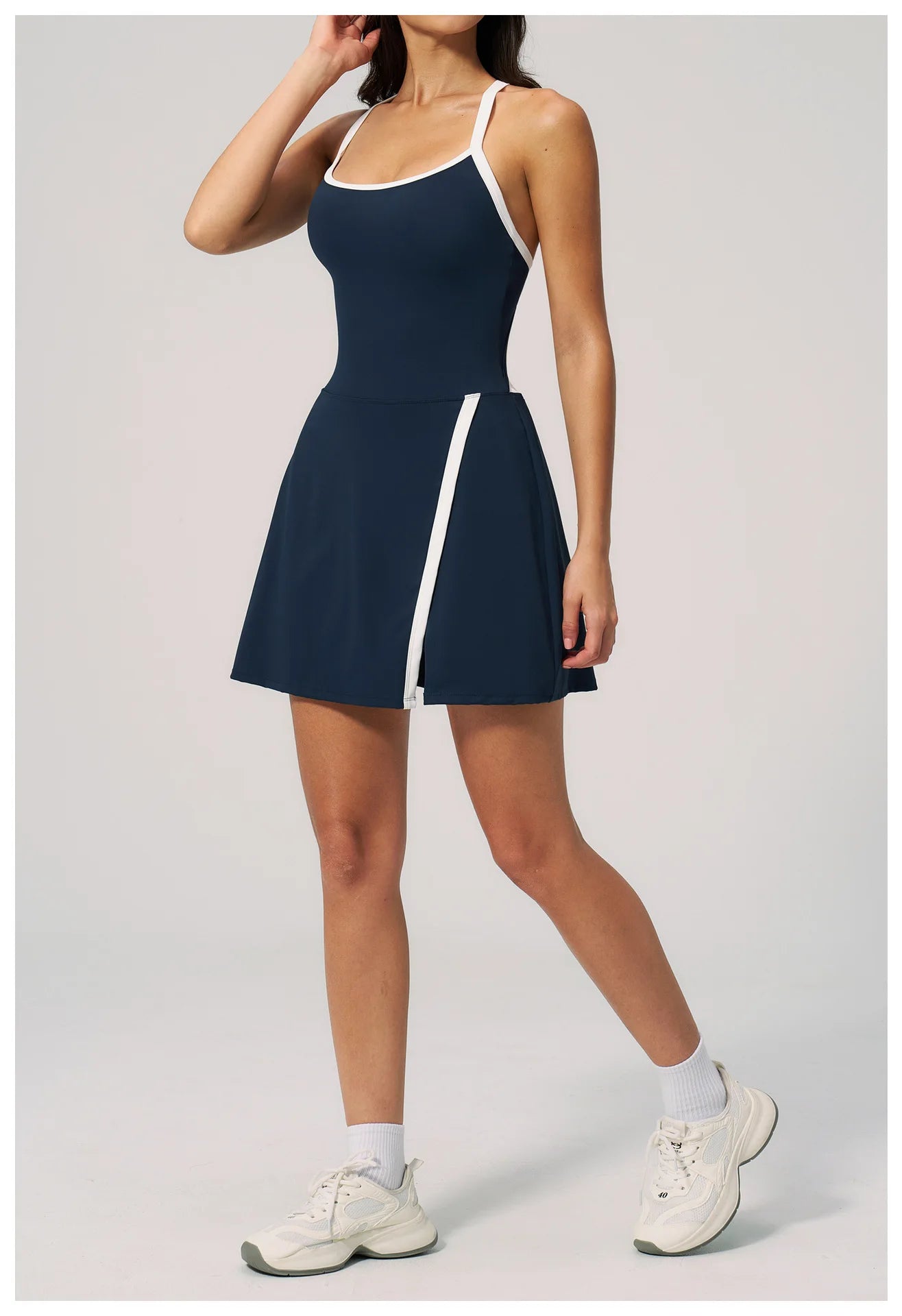 Custom LOGO women's nude yoga dress hollow breathable slim fitness sports quick-drying short skirt