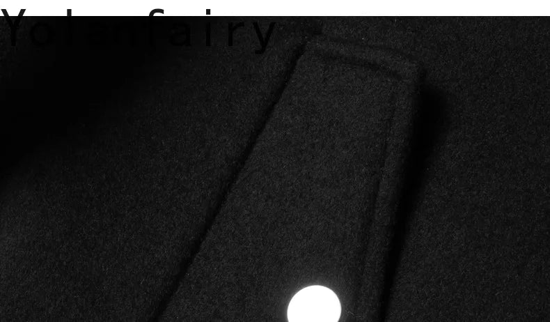 YOLANFAIRY 2025 Light Luxury 95% Wool 5% Cashmere Coats for Men Fashion Woolen Jacket Man Clothing Detachable Lapel Wool Coat