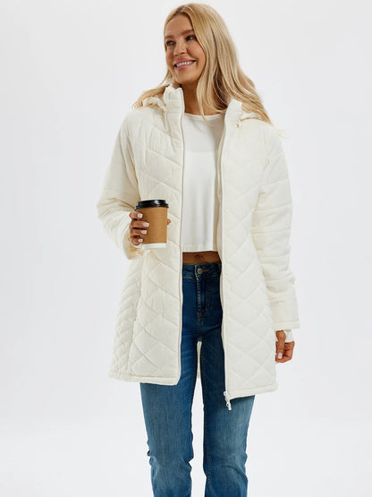 TACVASEN Womens Long Quilted Puffer Hood Jackets Winter Lightweight Warm Insulated Coat Windproof Waterproof Parkas with Pockets