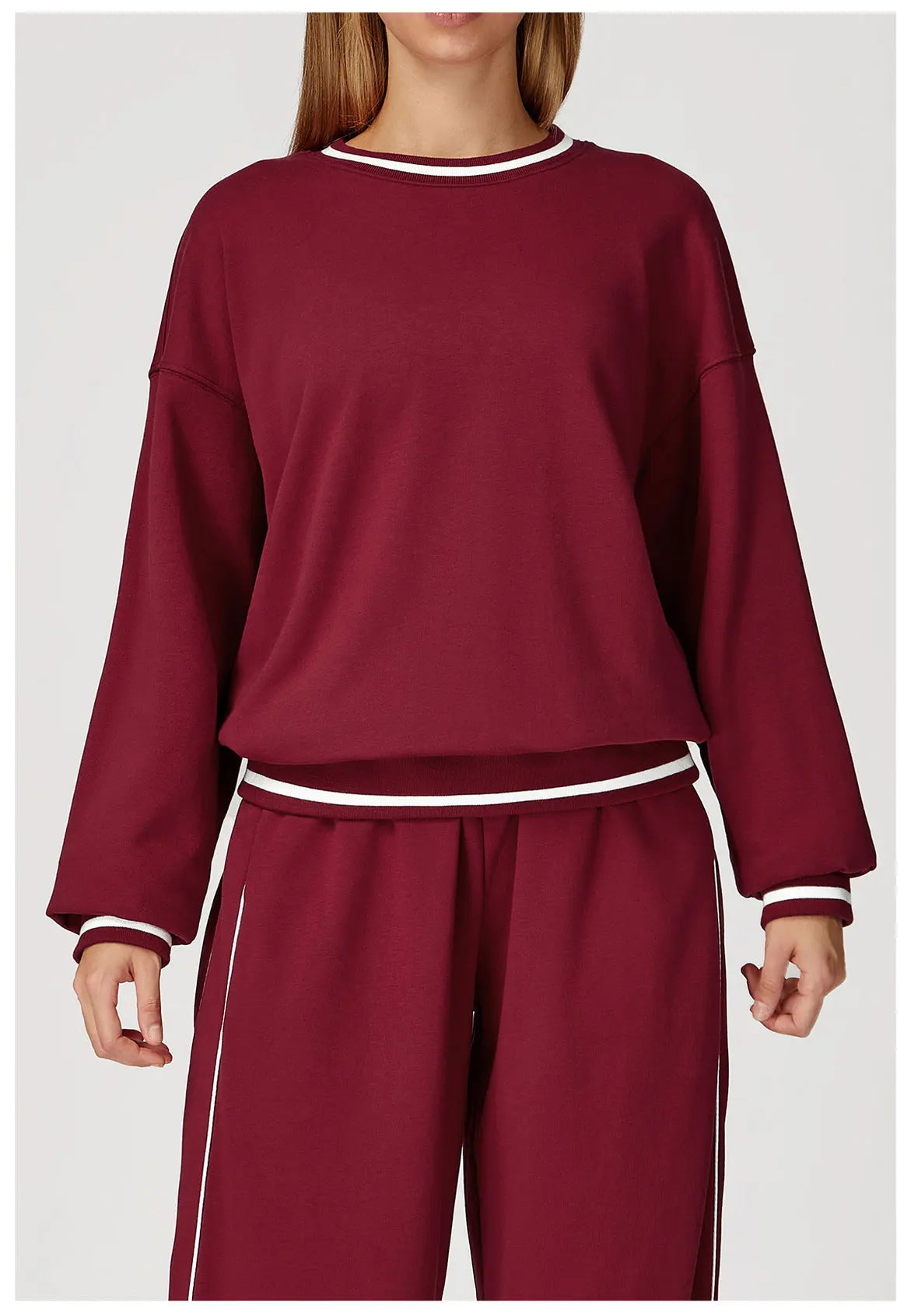 Women Long Sleeved New Winter Color Blocking Hoodie Outdoor Casual Running Sports Top Loose Round Neck Top Fashionable Hoodie