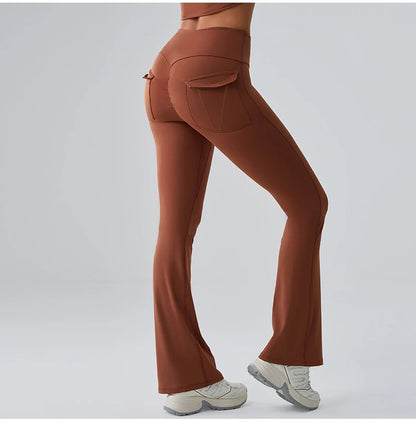 Flares Leggings Women Bell-bottoms Sports Yoga Leggings High Waist Tights Scrunch Butt Yoga Flares Pants Push Up Gym Leggings