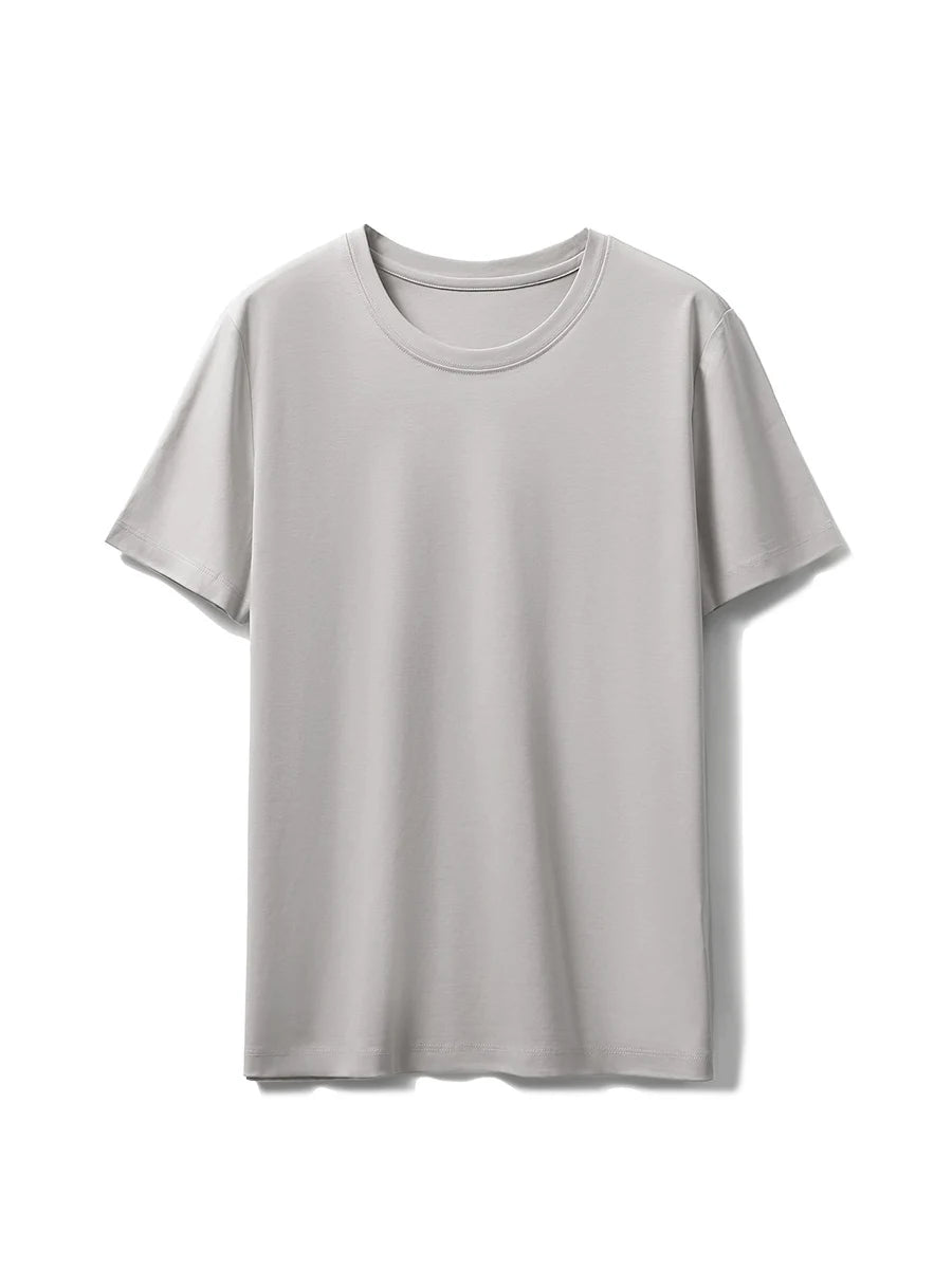 SuyaDream,Women Solid T shirts, 10%Silk 58%Cotton, V Neck, Short Sleeved Tee, 2025 Summer Candy Colors Basic Cozy Top