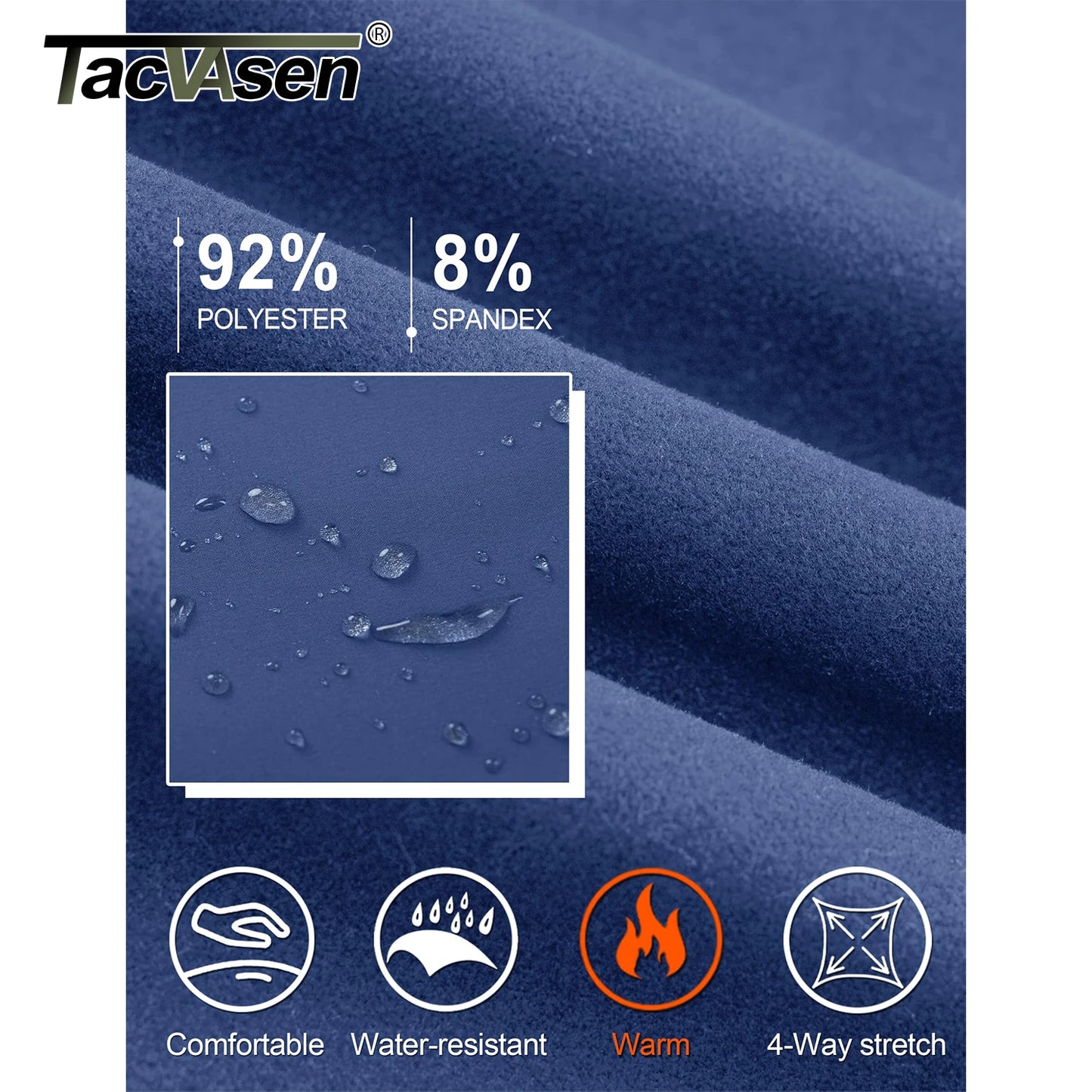 TACVASEN Winter Golf Pants for Men Fleece Lined Work Business Casual Dress Slacks Water Resistant Stretch Warm Trousers