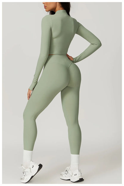 3PCS Yoga Set Gym Clothes 2 PCS Sportswear Women Yoga Suits Fitness Set women's Tracksuits Sports Jacket Long Sleeve Gym Legging