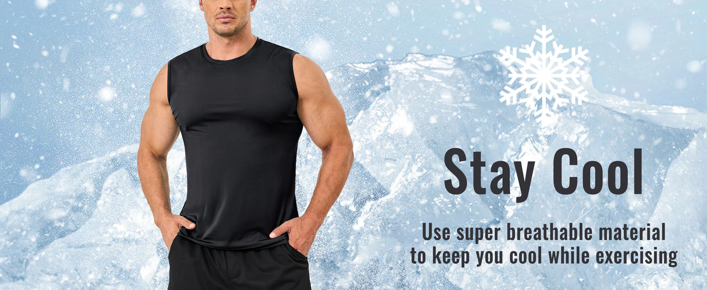 TACVASEN UPF 50+ TANK TOPS Quick Dry Sleeveless T-shirts Mens Summer Gym Fitness Running Tee Shirts Trainning tshirts Swimming