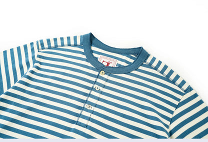 American Retro Sea Soul Shirt 270g Heavy Cotton T-shirt Men's Casual Round Neck Short Sleeve T-shirt Striped Base T-shirt
