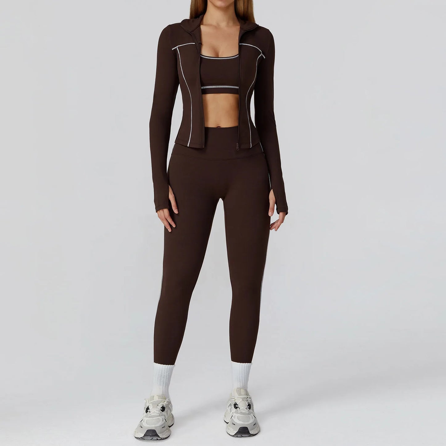 2/3PCS Yoga Suit Gym Fitness Set Women's Sports Running Workout Set Long Sleeve Sports Bra Female Athletic Wear Yoga Clothing