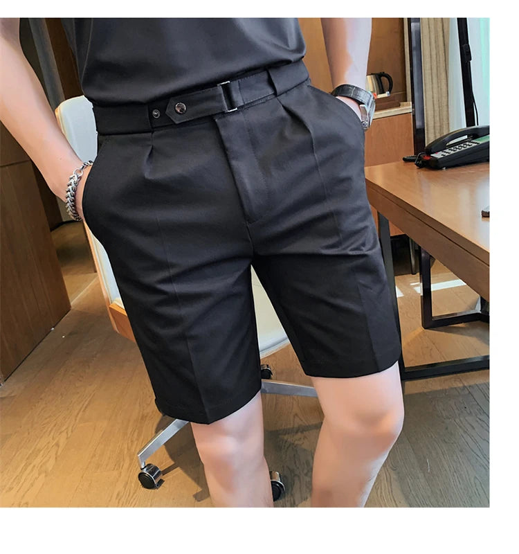4 Color Summer British Style Suit Shorts 2023 Men Naples Business Casual Slim Fit Short Pant Fashion Slim Fit Solid Color Pants