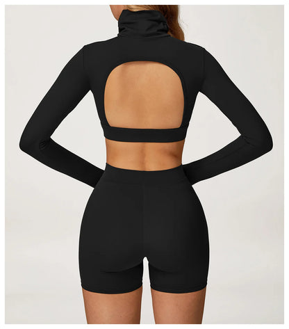 Female Gym Workout Shirts Yoga T-Shirt Fitness Long Sleeve Breathable High Elastic Crop Top Running Push Up Sports T-Shirt