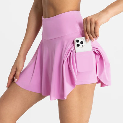 VITALINOVO Pleated Tennis Skirts for Women with Pockets High Waisted Athletic Skirts with Shorts 2 in 1 Gym Workout Golf Skorts