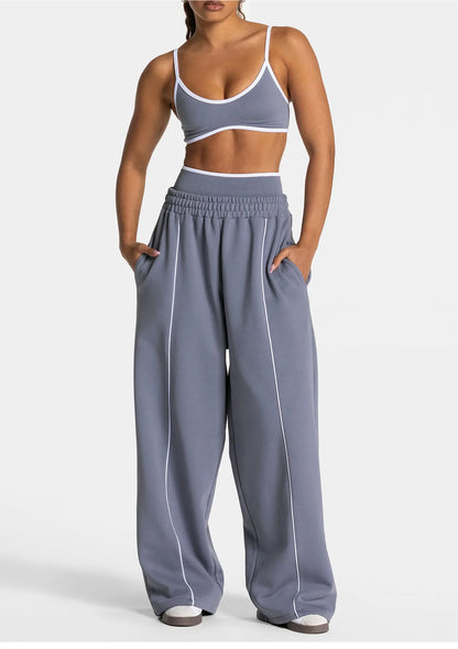 Hearuisavy Women Yoga Pants High Waist Casual Straight Wide Leg Pants Loose Sports Bottoms Outdoor Running Gym Long Trousers