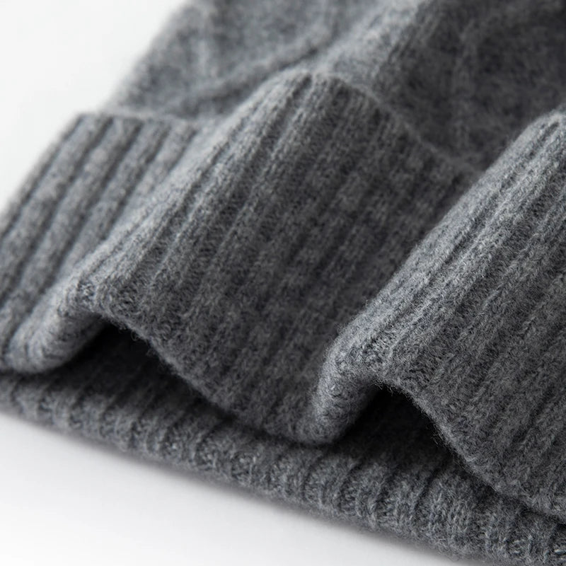 DjzDsm 100%Pure Wool Women's Hat For Winter Warm Soft Luxury Cashmere Twists Slouchy Street y2k Women's Hat